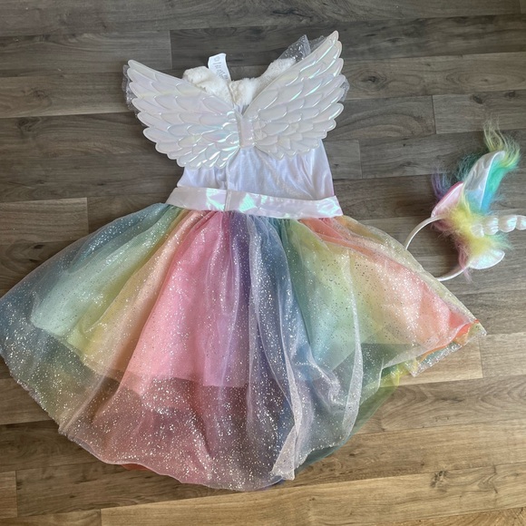 Rainbow Unicorn Kids Halloween Costume Dress with Wings - Picture 8 of 11